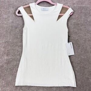 BAILEY‎ 44 Cream Sleeveless Top Mesh Cutout Detail Size S NWT Stain